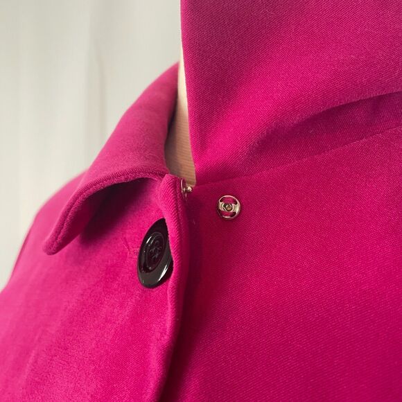 Vintage Blazer Jacket Womens Size 14 Hot Pink Black Stripe Cropped Suede 90s Y2K - Picture 3 of 13